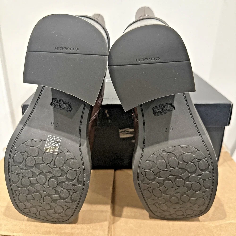 COACH Women Size 9.5B Sculpted C Leather Booties Maple Classic Sporty - Picture 12 of 16